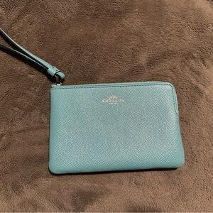 Coach Aqua Leather Wristlet
